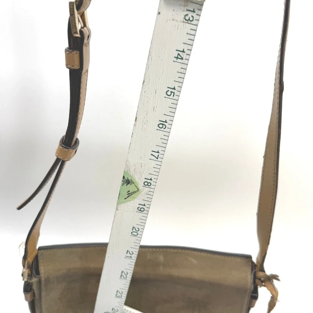 Michael Kors Romy Saddle Crossbody Bag Tan Brown Brass Designer Western‎ Boho
